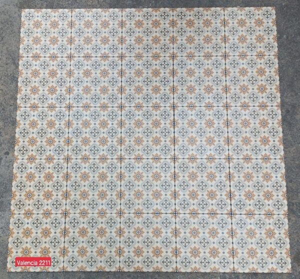 Gạch bông 20x20 cm trang trí hoa văn dị hình vàng Royal 2211