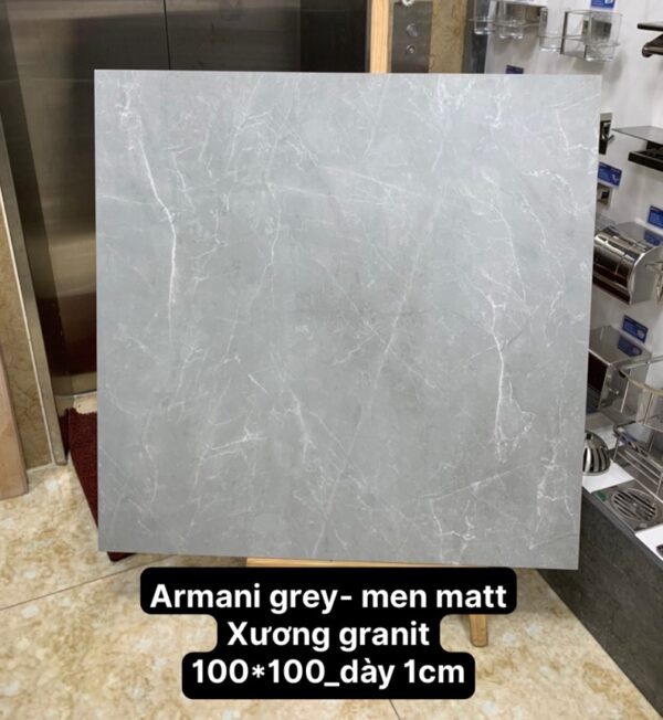 Gạch ốp lát 100x100 Trung Quốc ghi chớp trắng Armani Grey